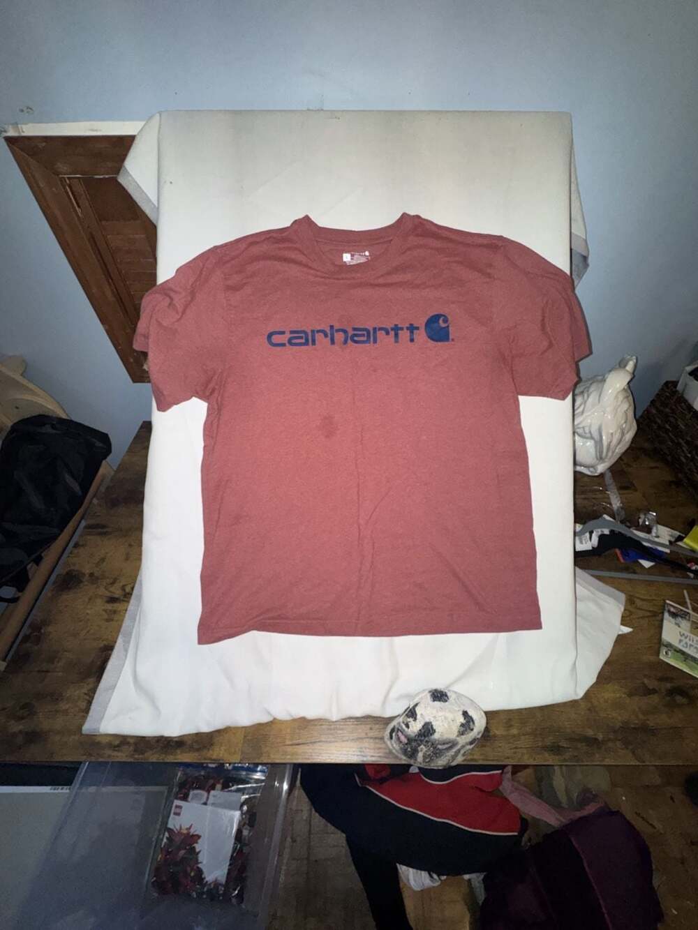 Carhartt Logo Graphic Loose-Fit Short-Sleeve T-Shirt Size L Salmon Pink